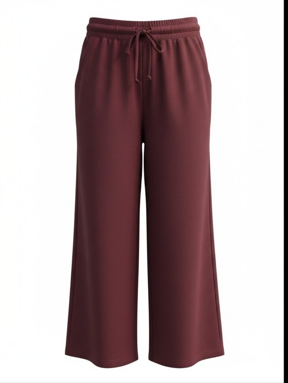 White Birch Wide-Leg Drawstring Pants in Eggplant Size Large